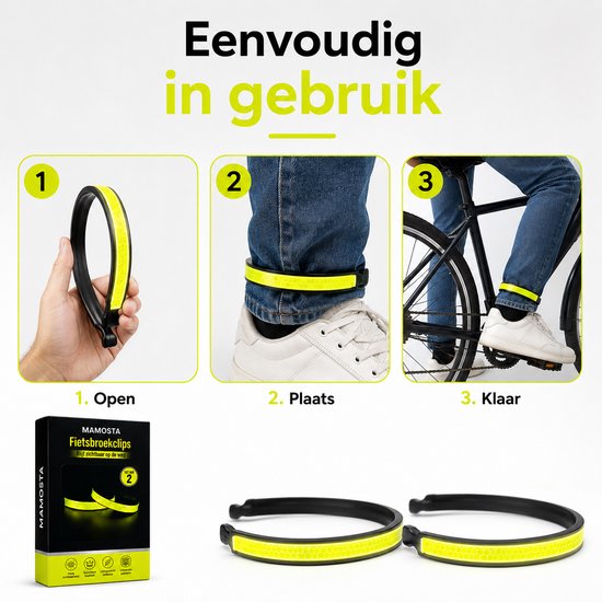 Mamosta® Broekklemmen - 2 Stuks - Reflecterende Fietsbroekclip - Universele Fietsbroekclip - Broekklem voor op de Fiets - Geschikt Voor Fietsen in het Donker - Wandelen - Groen van Merkloos — afbeelding 5