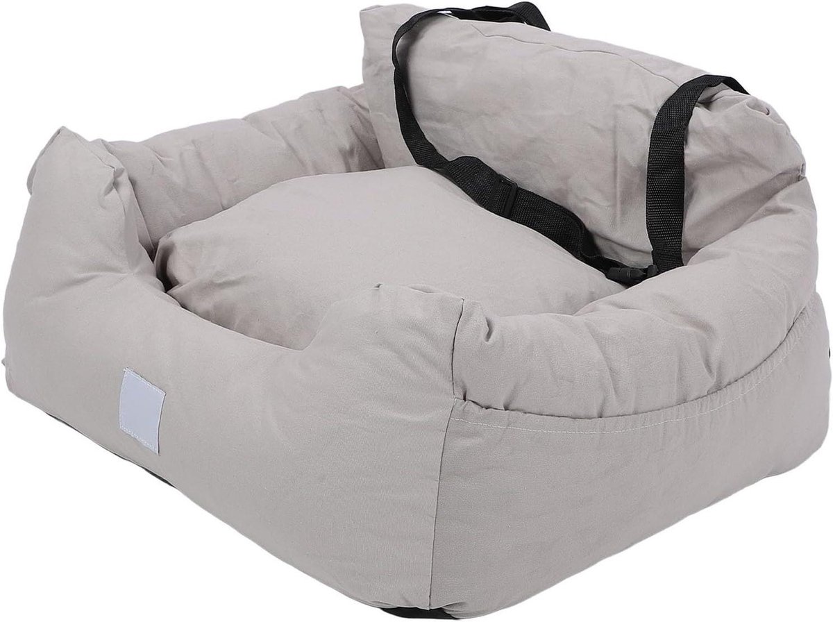 Honden Autostoel - Reisbed Hond - Veilig Reizen - Antislip Basis - 60 x 46 x 30 cm - Grijs