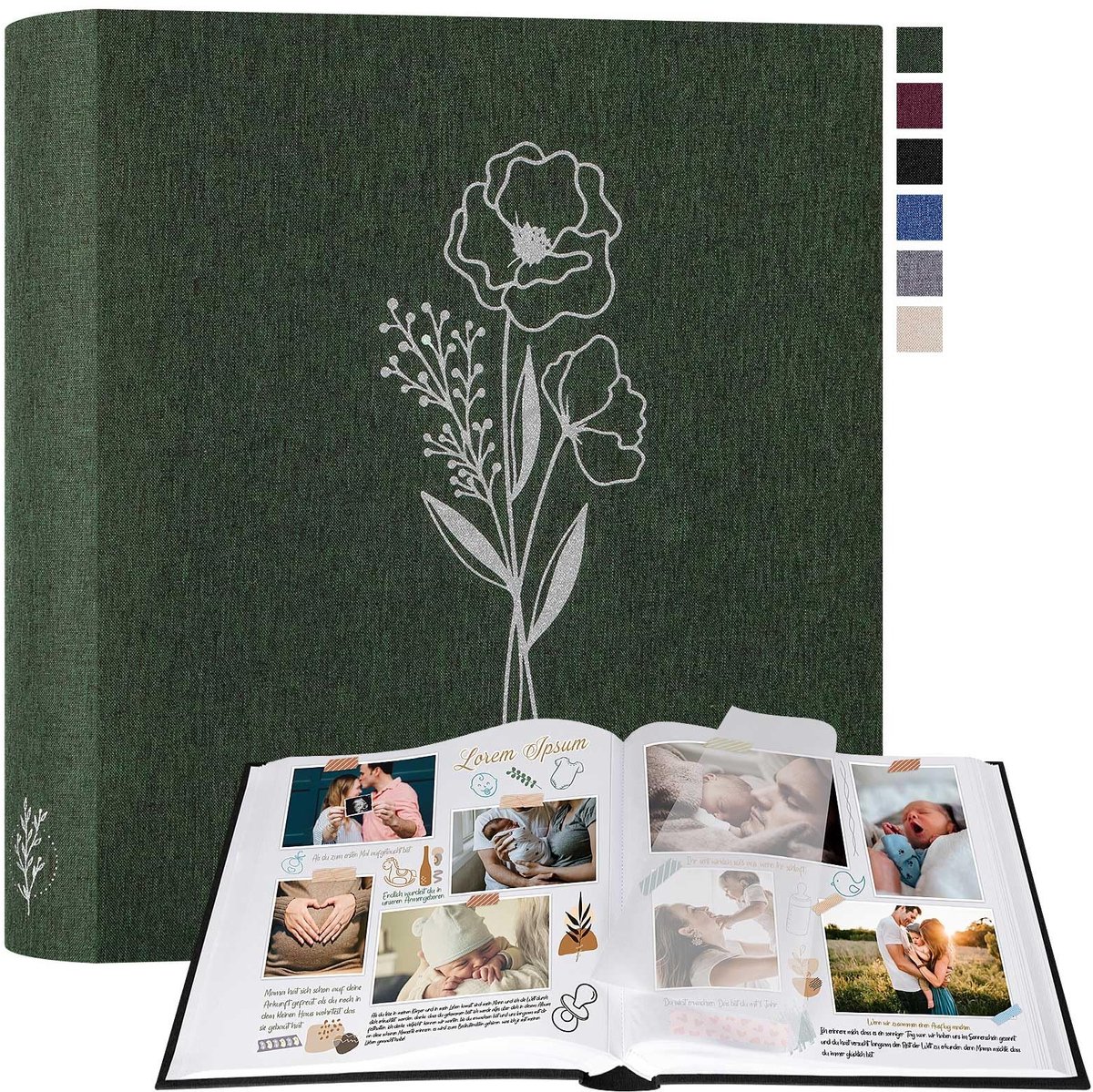 Omgoods- Plakboek Groot - Linnen Omslag - Zuurvrij Fotoboek - 100 Witte Pagina's - 50 Vellen - Hoogwaardige Perkament Verdelers - Stevige Hoes - Fotoalbum