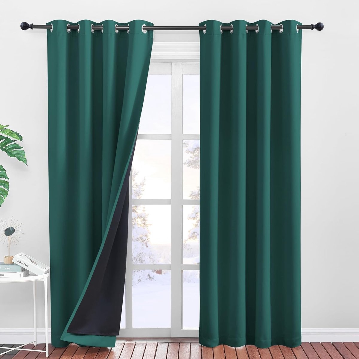 Omgoods- Verduisteringsgordijnen 100% ondoorzichtig - Geluidsisolerend - 2-laagse Stof - 140 x 245 cm - 2 Stuks - Donkergroen - Gordijnen