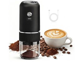 Draagbare elektrische koffiemolen – keramische koffiemolen met maalinstellingen – USB-C oplaadbaar – draadloos en stil – koffiemolen voor espresso, pour-over, reizen en kamperen.