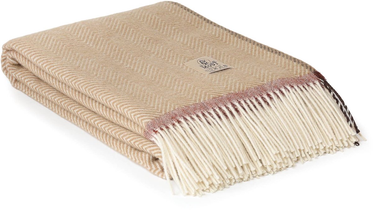 MoST - Wollen plaid Denver - 100% Nieuw-Zeelandse wol - 140 x 200 cm - creme