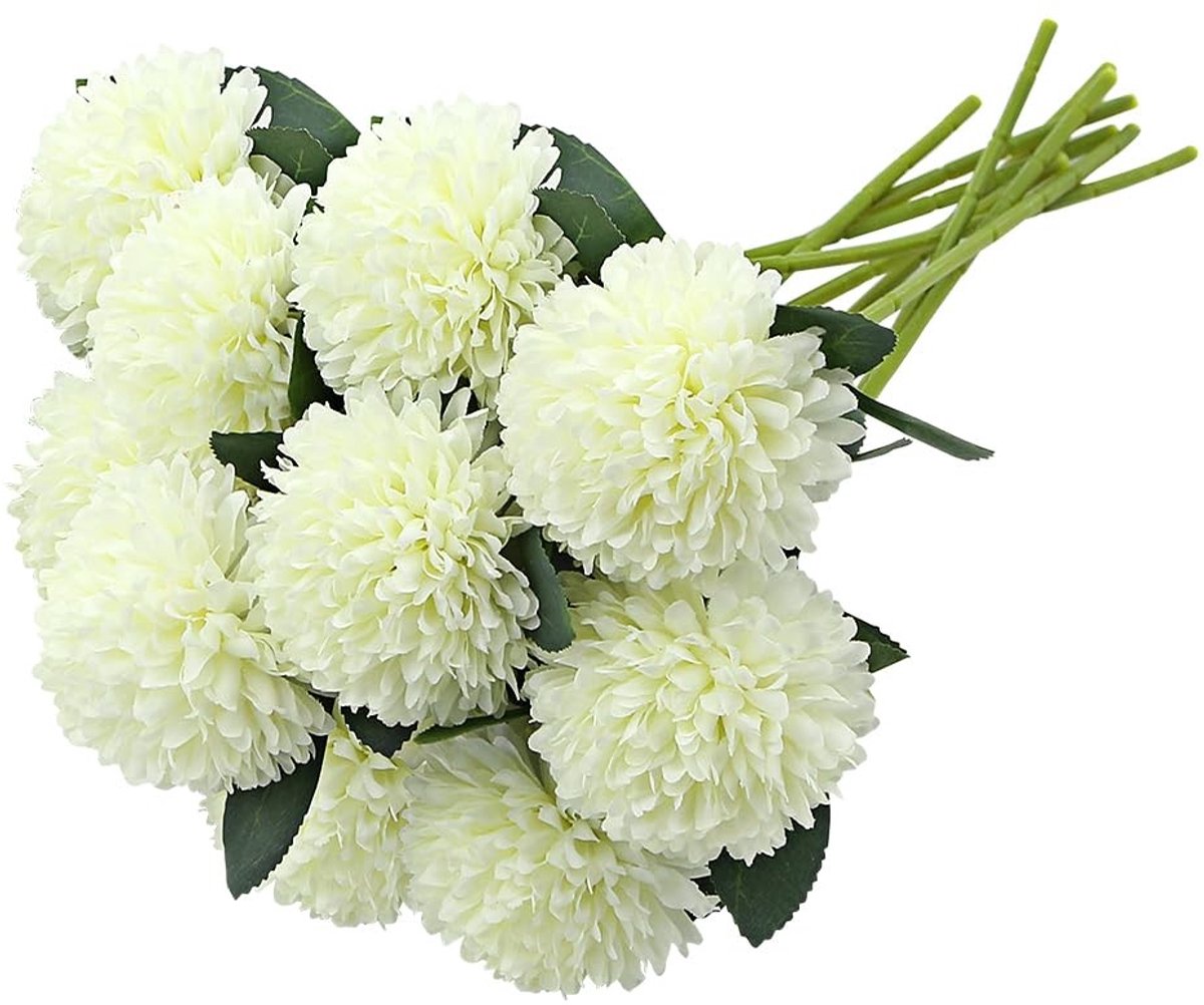 Omgoods- Kunstbloemen 10 stuks - Witte Paardenbloem - Levensechte Zijde - Nepbloemen Boeket - DIY Bloemstuk - Perfect voor Bruiloft/Feest
