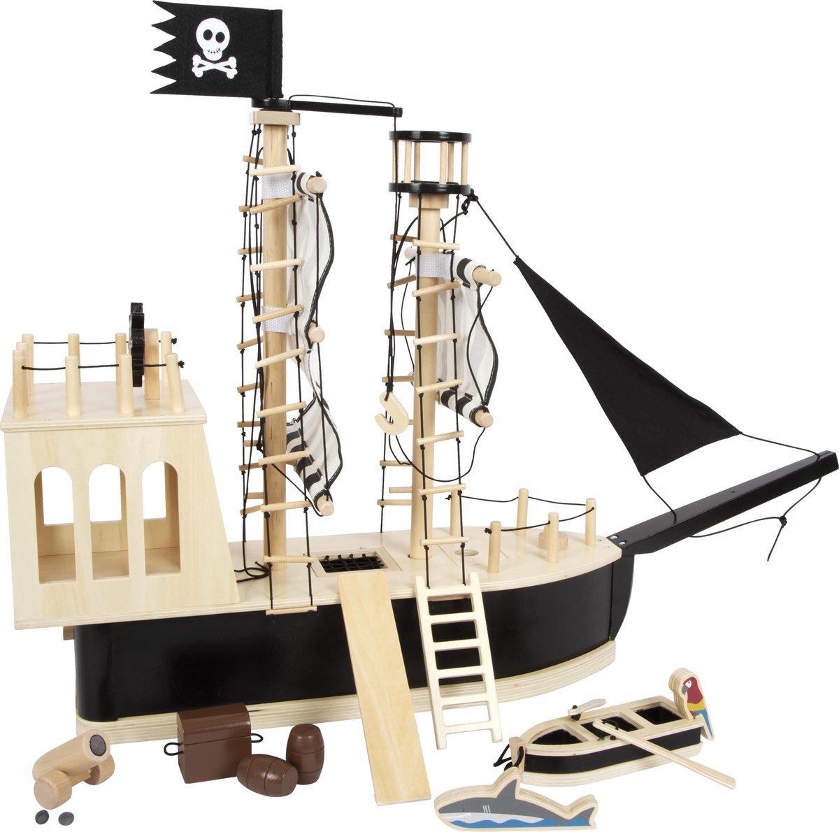 Omgoods - Houten Piratenschip voor Poppen met Veel Accessoires
