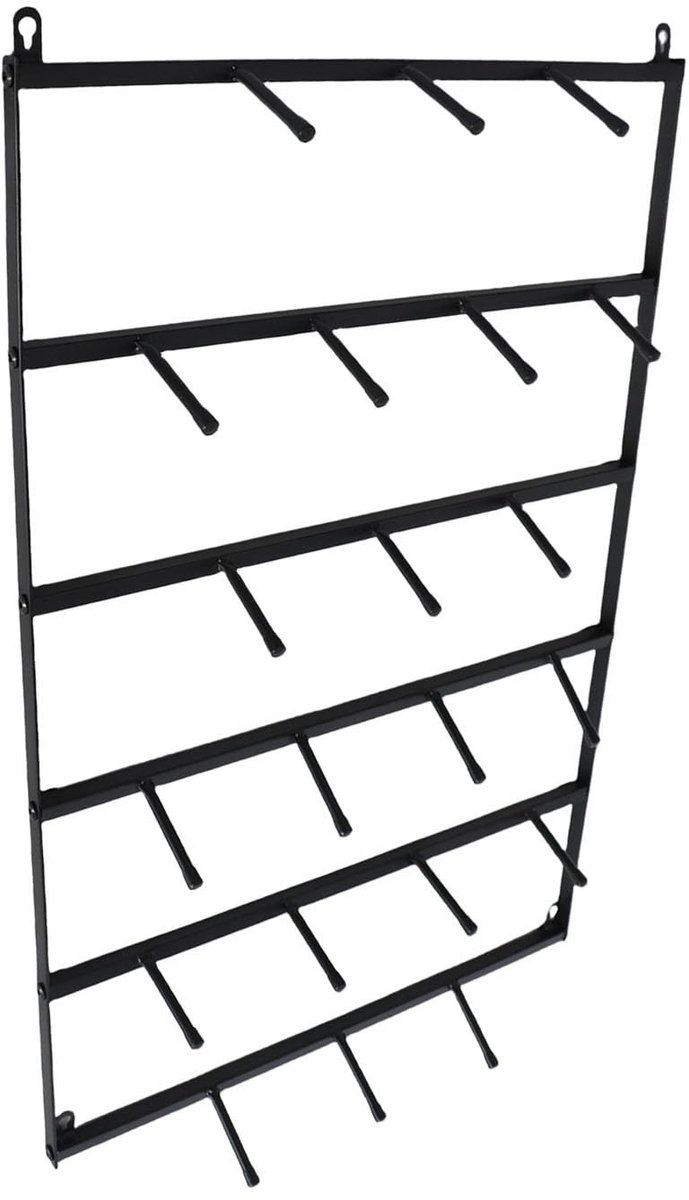 Omgoods - Zwart Metalen Mokkenrek voor Wandmontage