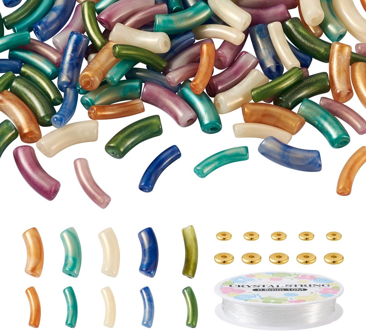 Omgoods - 160-delige Set met Curved Tube Beads voor Sieradenmaken