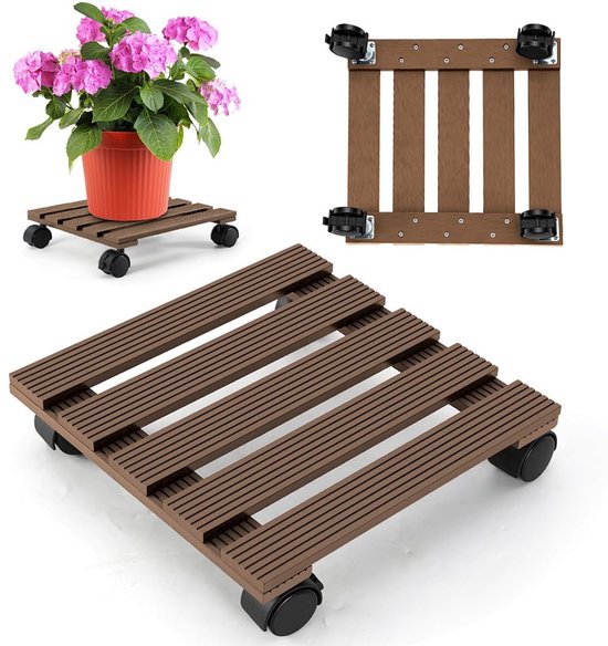 Omgoods - WPC Plantroller met Wielen voor Binnen en Buiten