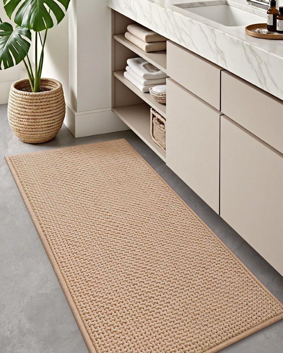 Omgoods - Chenille Badkamerloopmat 44 x 120 cm met Rubber Achterkant