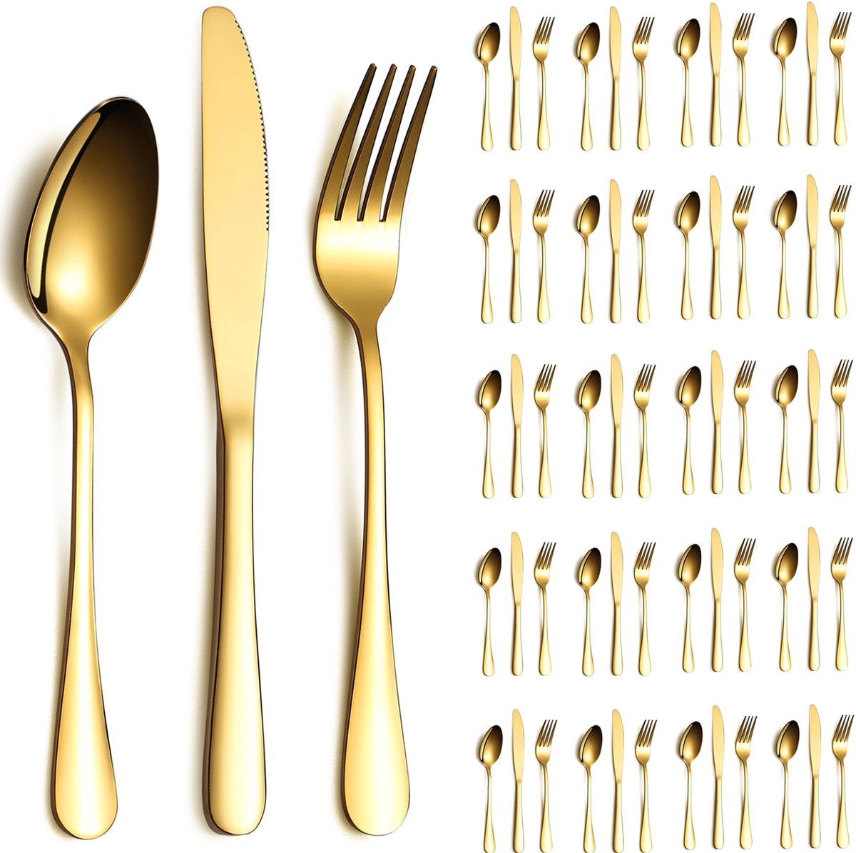 Omgoods - 60-delig Gouden Bestekset voor 20 Personen