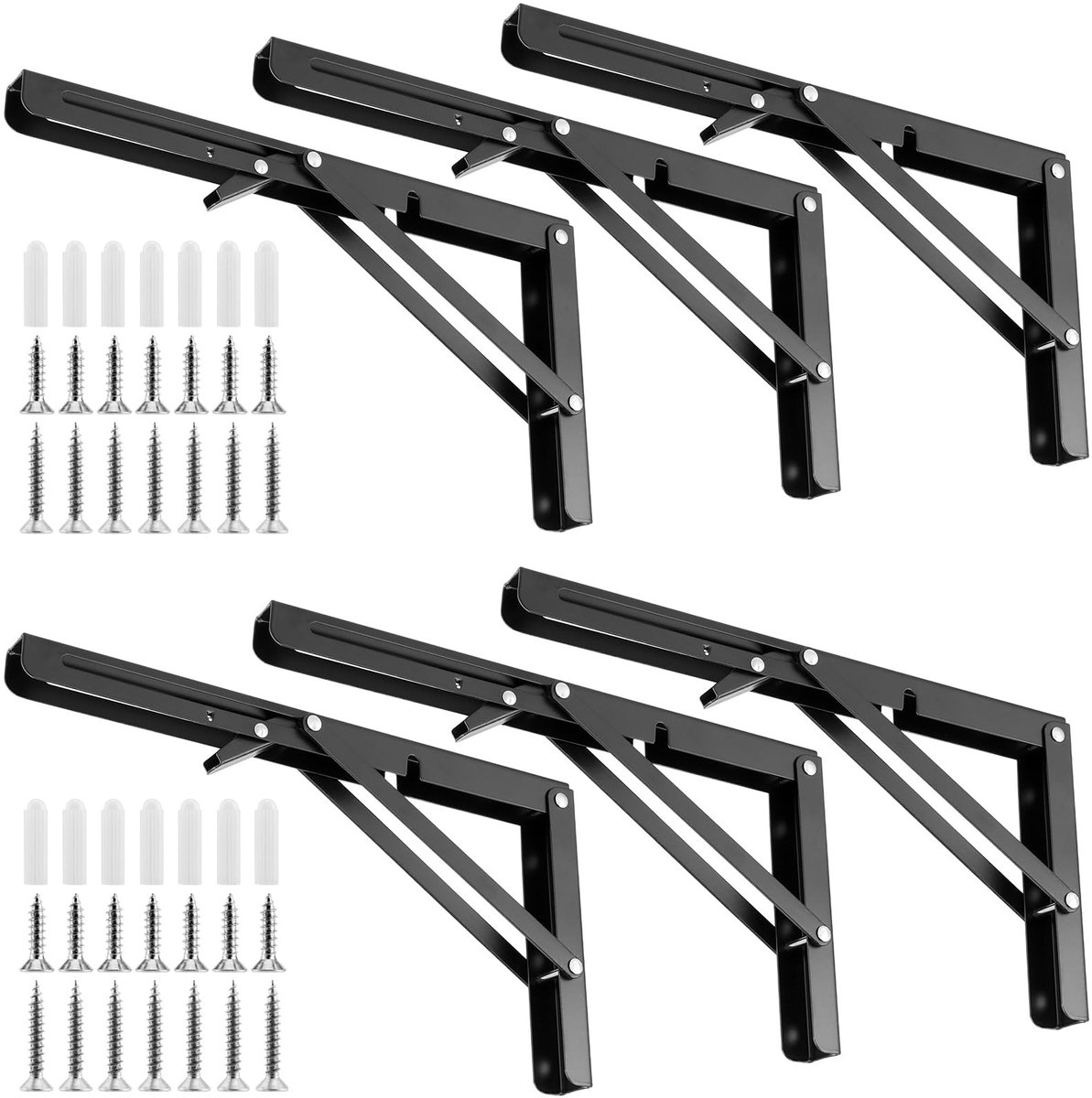 Omgoods - Set van 6 Vouwbare Steunbeugels voor Muurmontage