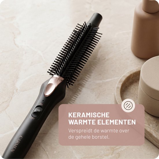 Carmen CTB3085B - Krulborstel - Diameter 19 mm - Dual voltage - Thermal brush - Keramische warmte elementen - Aan/uit indicator - Easy clean