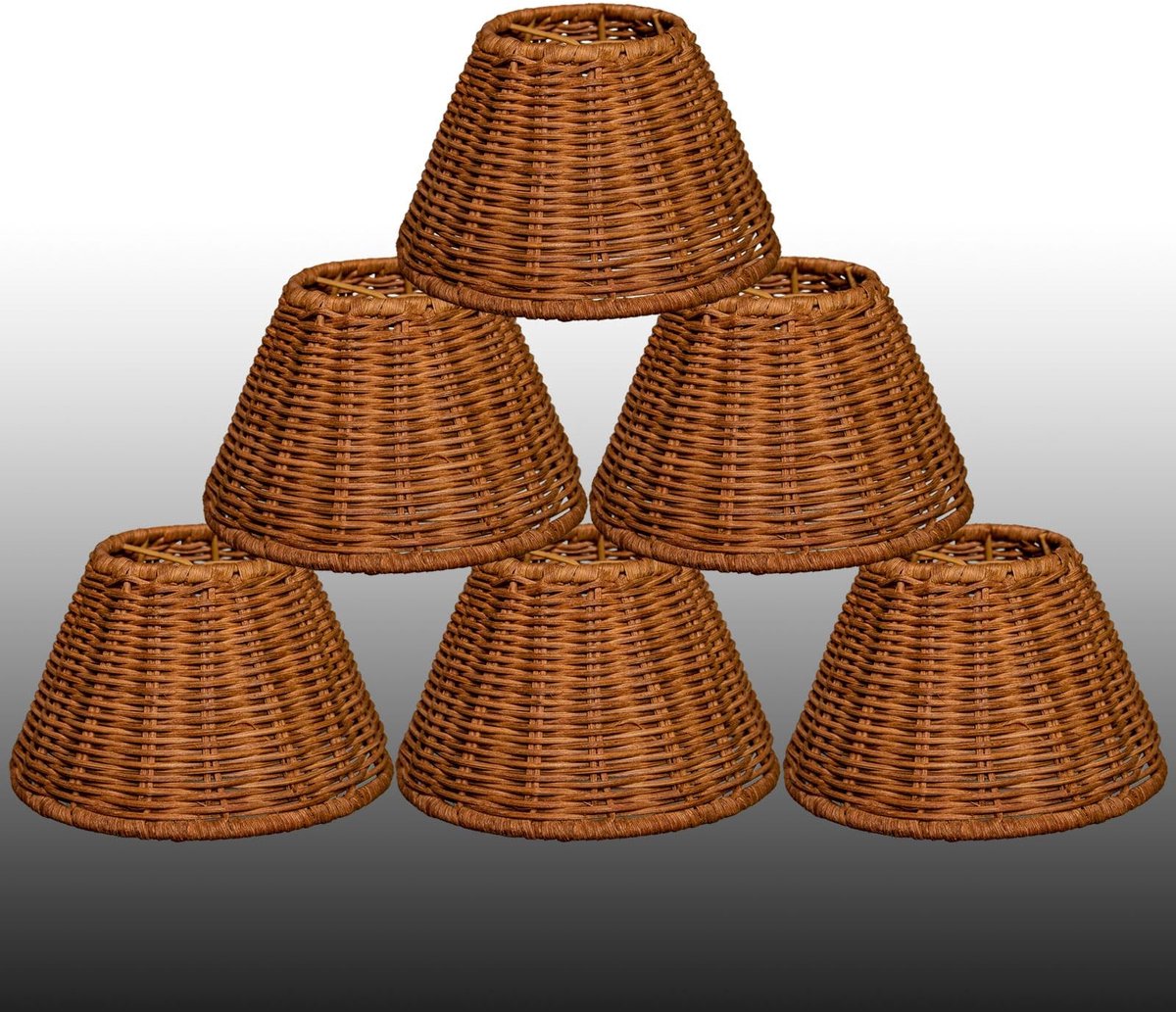 Omgoods - Set van 6 Rieten Clip-on Lampenkappen