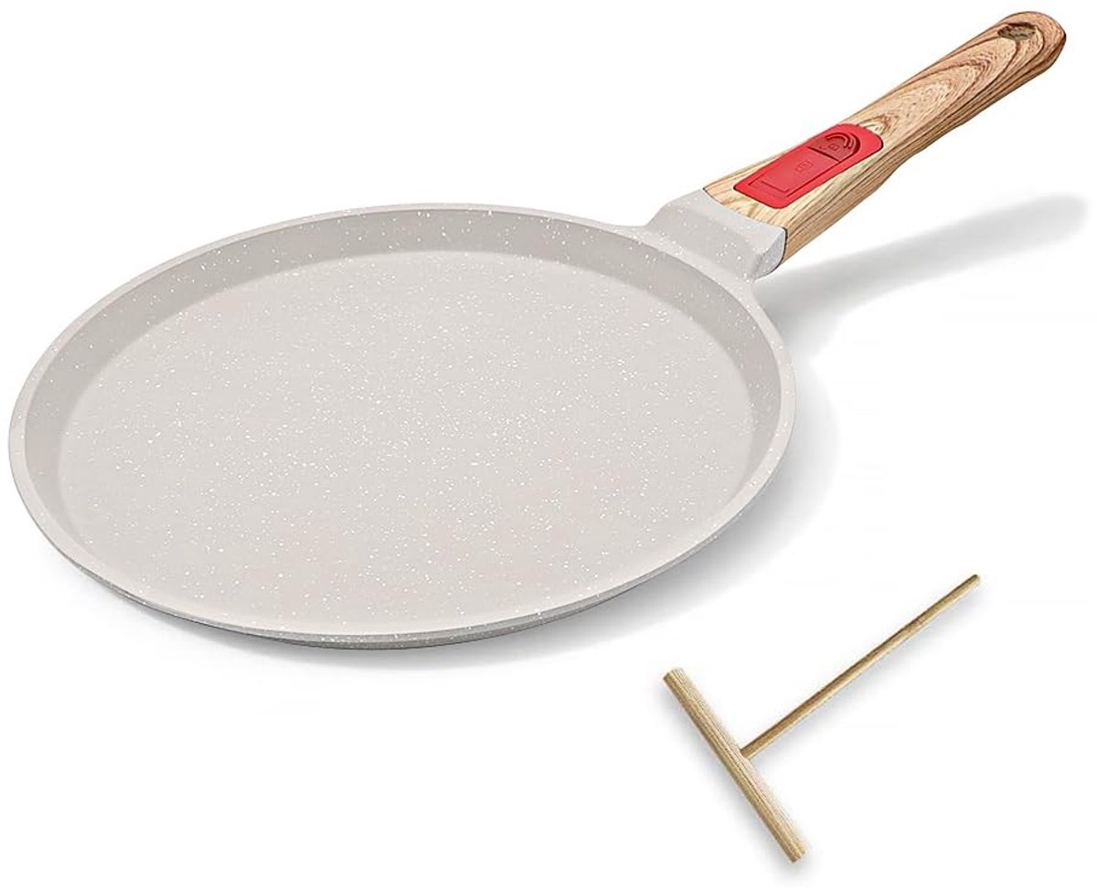 Omgoods - Crepe Pan met Verwijderbare Handgreep 20 cm - Wit
