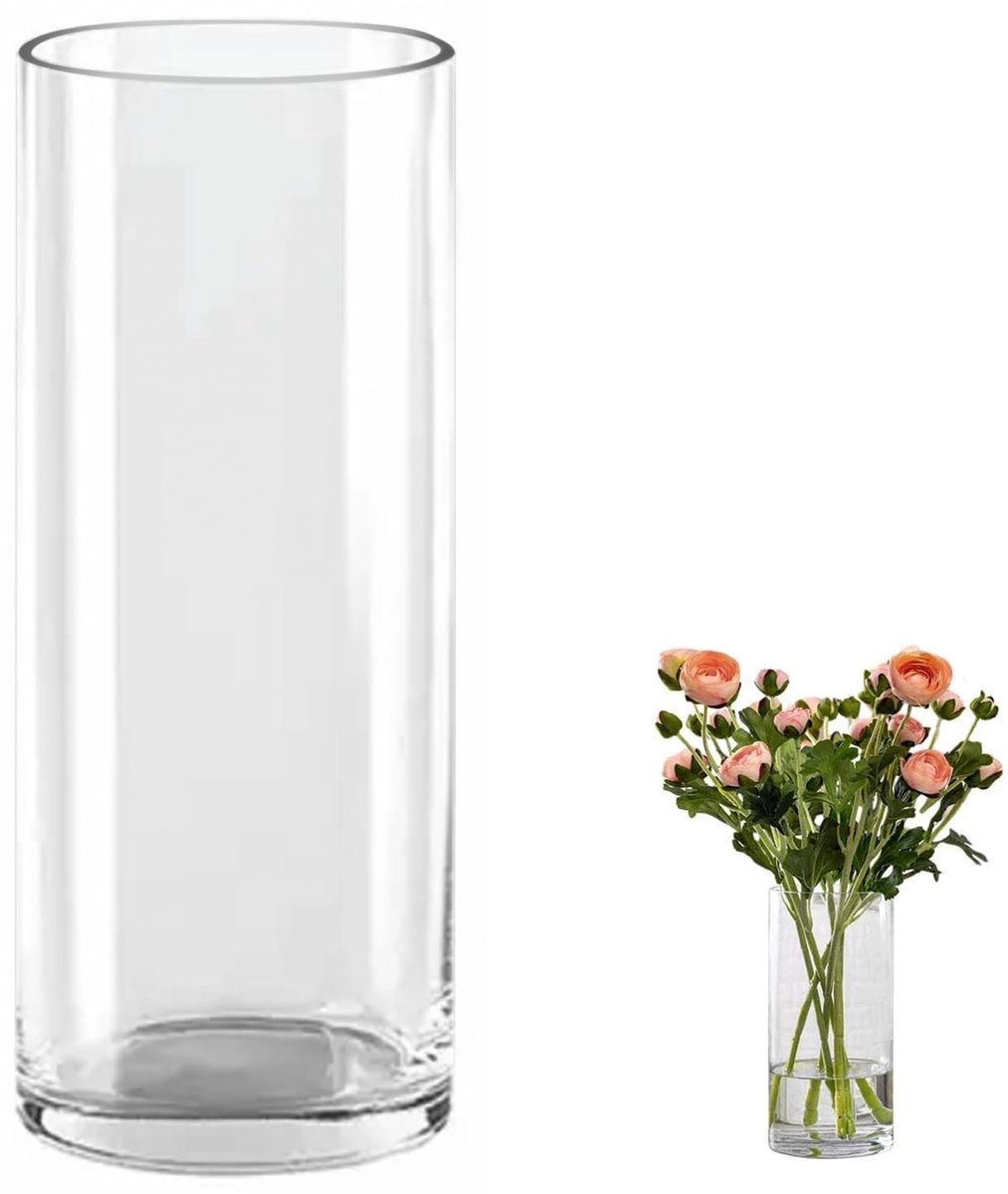 Omgoods - Grote Glazen Cilinder Vaasje 30 cm voor Bloemenarrangementen