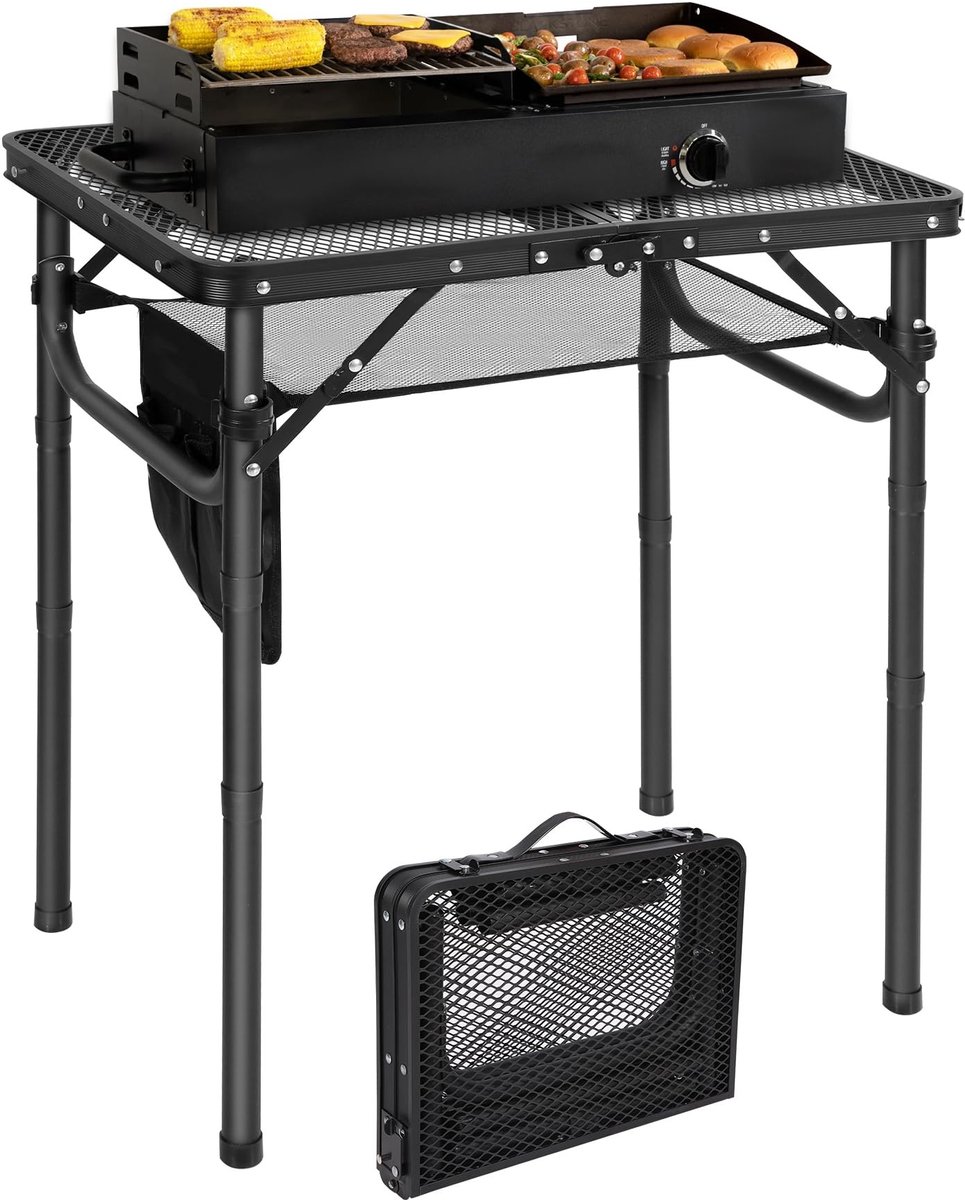 Omgoods - Draagbare Opvouwbare Campingtafel met Mesh-Desktop