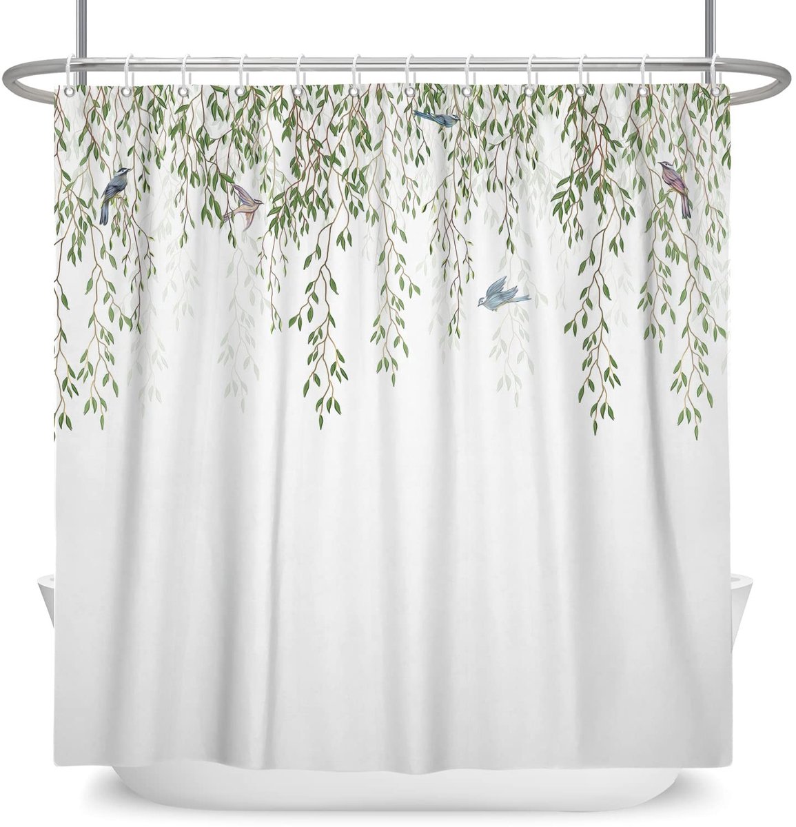 Omgoods - Douchegordijn met Weeping Willows en Kolibries - 60" x 72"