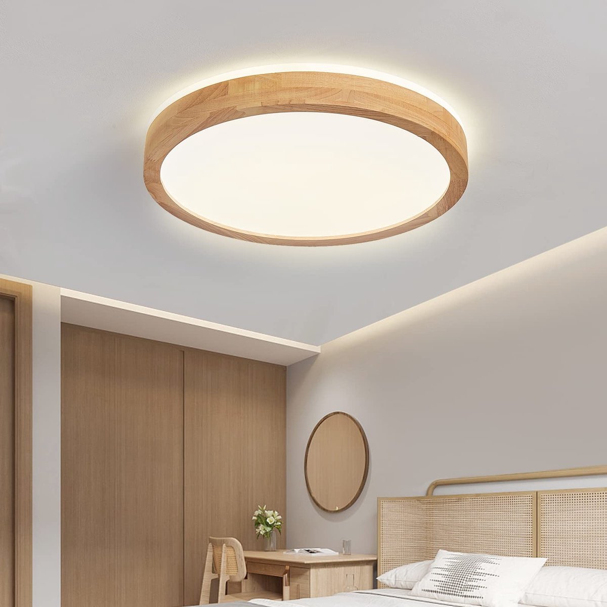 Omgoods - Houten Plafondlamp met LED Verlichting 24W