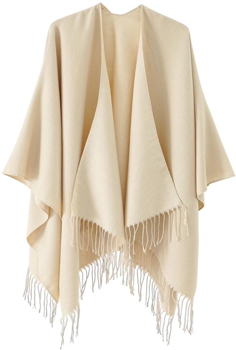 Omgoods - Dames Gebreide Oversized Poncho in Beige