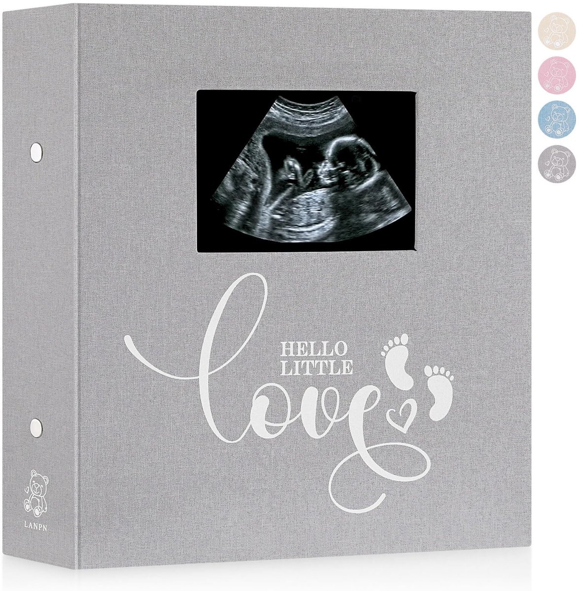 Omgoods- Fotoalbum 600 Compartimenten - Ultrasound Album - Babyherinneringen - Linnen Cover - 120 Pagina's - Vervangbare Foto's - Babyboek