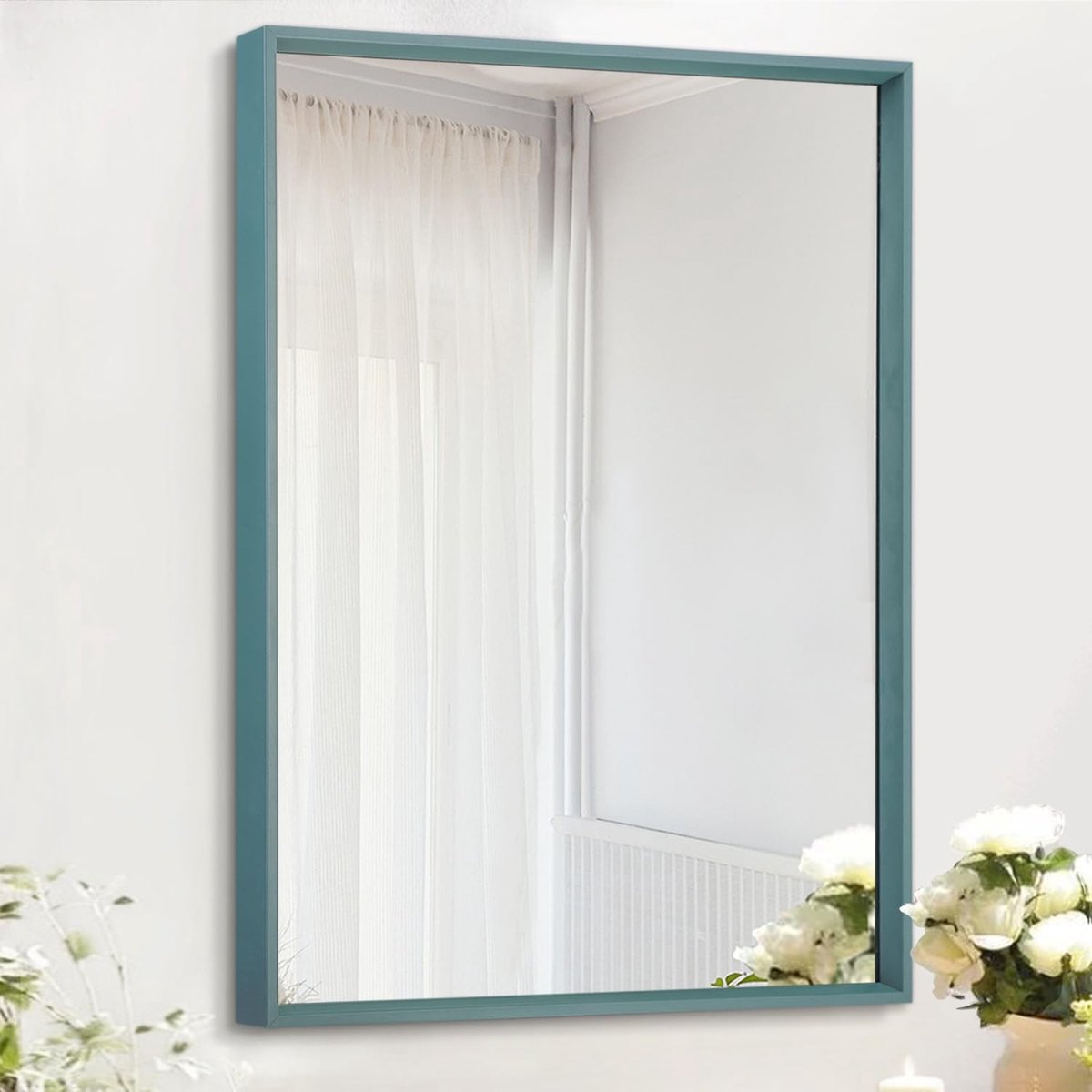 Omgoods - Grote Rectangular Wandspiegel met Metalen Frame 70 x 50 cm