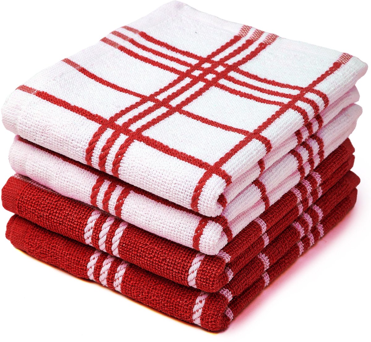 Omgoods - Set van 4 Rode Katoenen Keukendoeken 60x40 cm Absorberend en Duurzaam