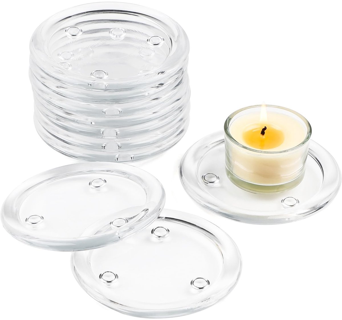 Omgoods - Set van 10 Transparante Glazen Schalen voor Kaarsen en Decoratie