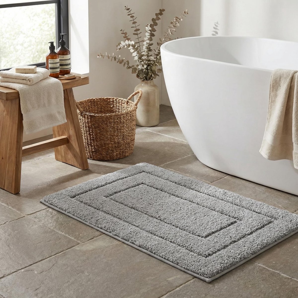 Omgoods - Ultra-Absorberende Badmat met Antislip en Hoge Pool