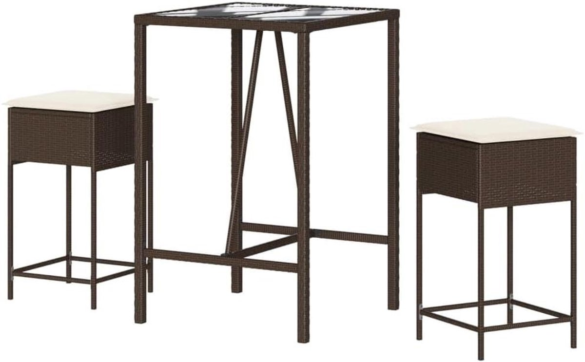 Tuinbarset 3-delig - Loungeset buiten - Buiten Zitten - Poly rattan - 70 x 70 x 110 cm - Bruin