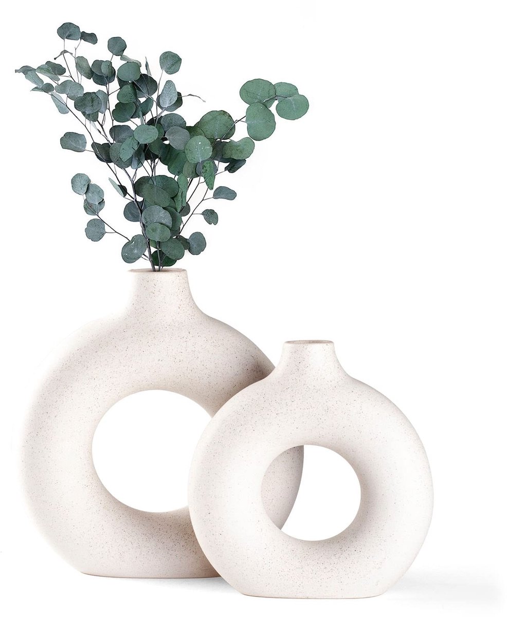 Omgoods - Handgemaakte Matte Witte Vazen voor Droogbloemen