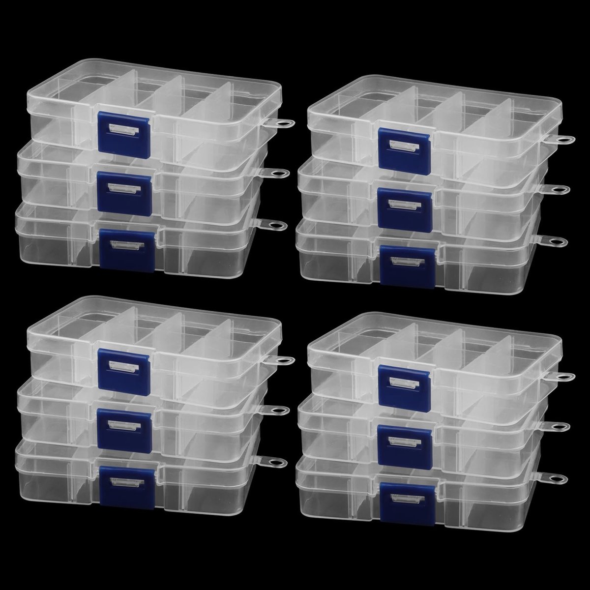 Omgoods - 12 Stuks Plastic Opbergdoos met Verstelbare Compartimenten