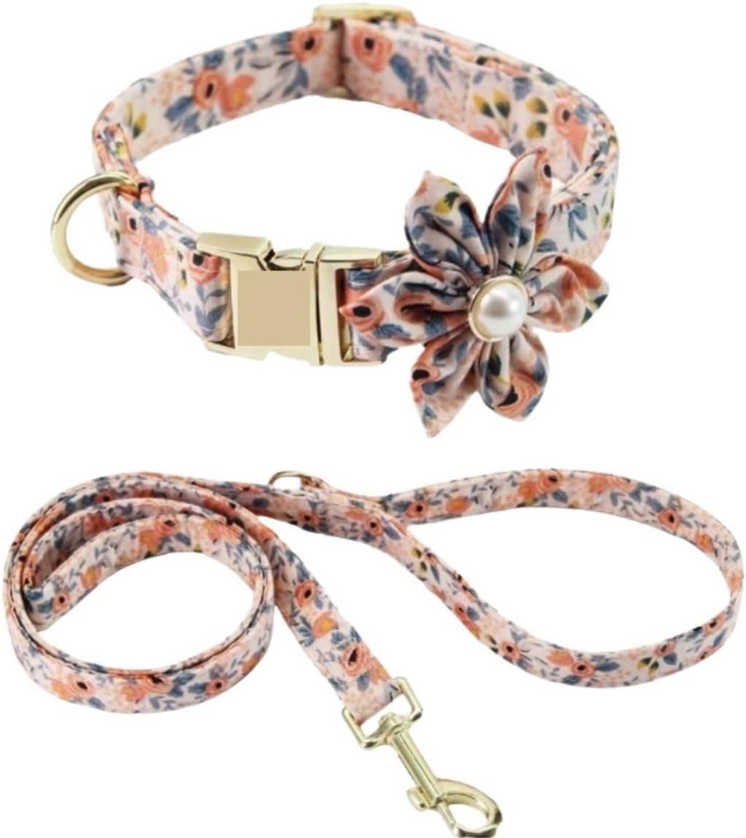 Hondenlijn Halsband Set - Huisdier Riem - Hond Uitlaten - Reflecterend Ontwerp - 19-28cm - Oranje