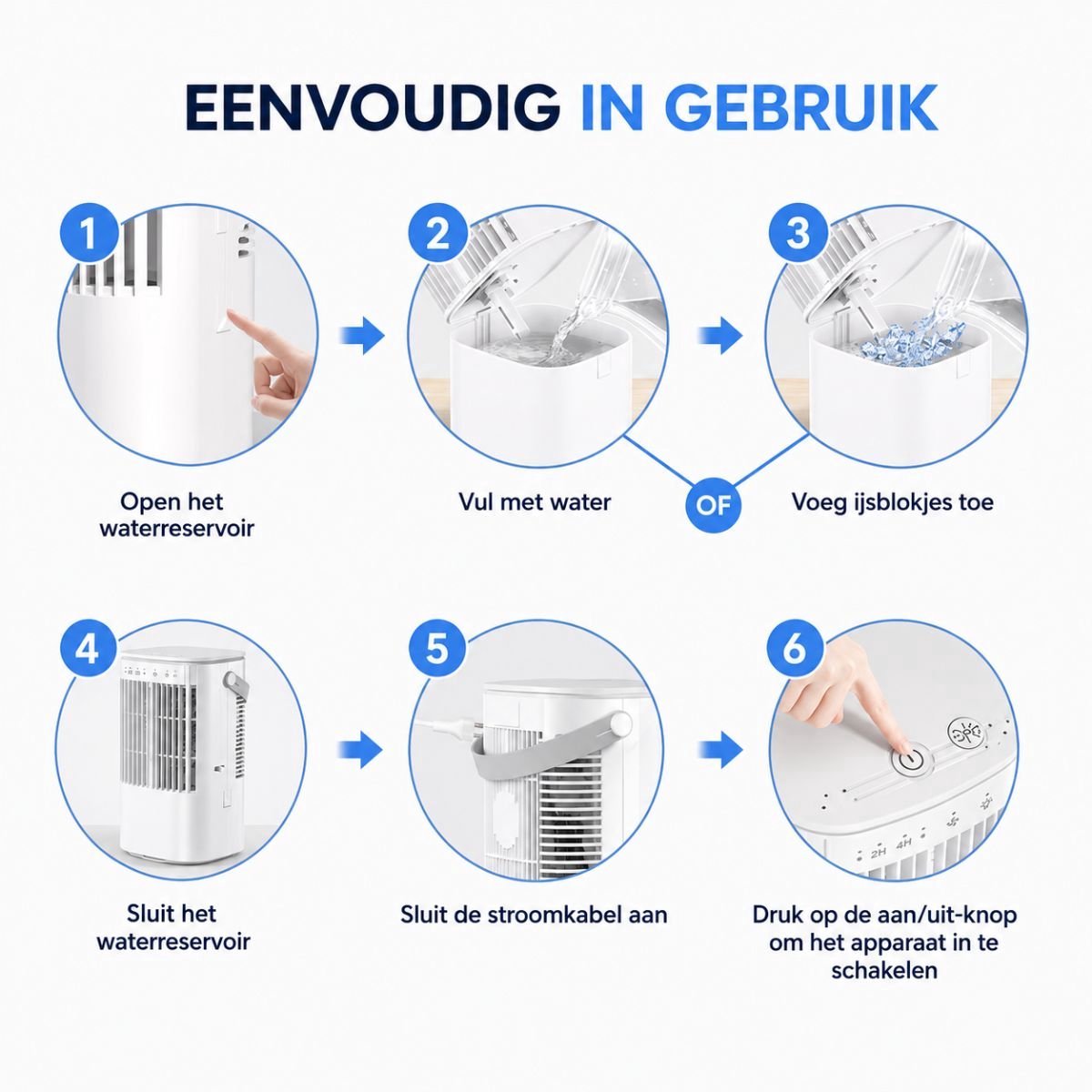 Mini Airco met Water - Luchtkoeler 3-in-1 - Mobiele Airco Zonder Afvoerslang -Tafelventilator - USB-C Aircooler - Ventilator & Draagbare Airco - Mobiele Airco - 900ML Watertank – foto 6