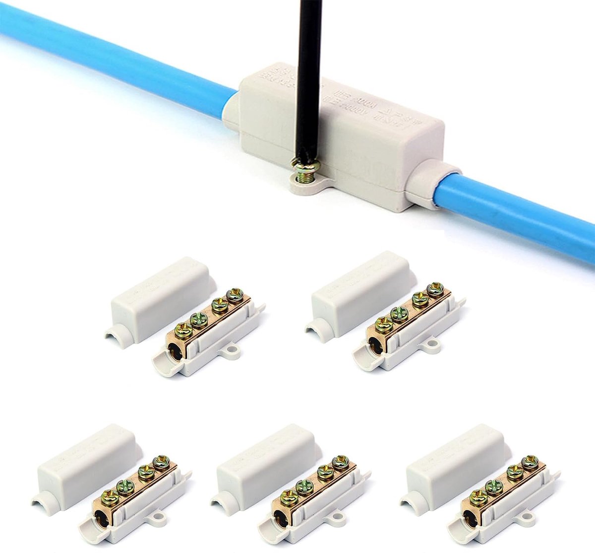 5 Pcs Wire Connectors, High Quality Brass Wire Connectors with Double Screws, Brass Wire Terminals, ABS Housing, for - ShopVlot