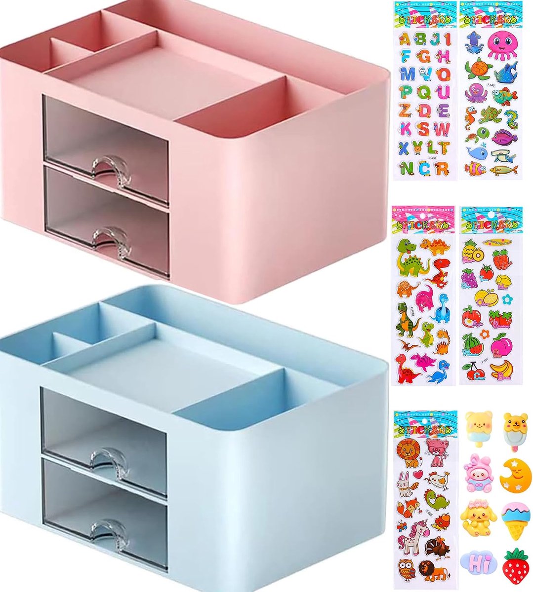 Desk Organiser with Drawers, Multifunctional, Space-Saving Desk Organiser, Pen Holder, Table Organiser for Desk with 5 - ShopVlot