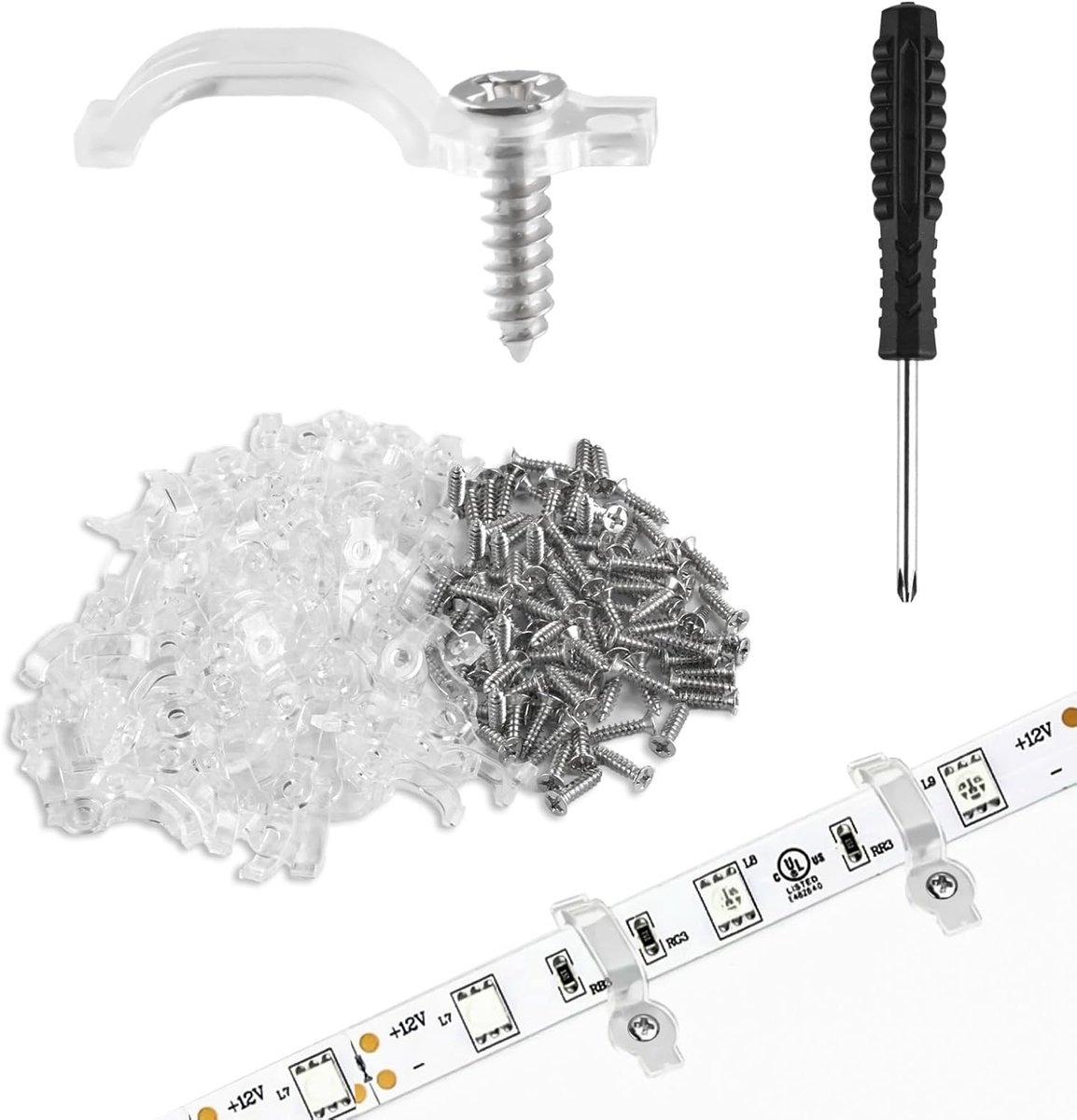 LED Strip Light Clips 100 Pack - Duurzaam kunststof - Vlamvertragend - Betrouwbare bevestiging voor verlichting - SnelShoppen