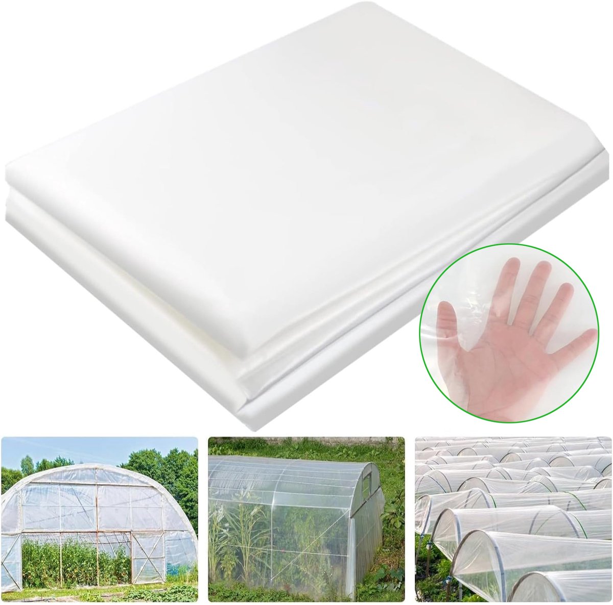 2x10m Polyethyleenfolie - Stevig Afdekzeil Voor Polytunnels - Waterdichte En Stofdichte PE-Folie - Doorzichtig Plastic Afdekzeil Voor Kassen