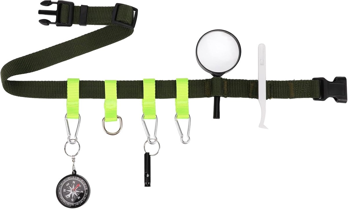 Children's Outdoor Belt Adventure Belt Discovery Belt with Compass, Children's Whistle, Magnifier, Anti-Static - ShopVlot