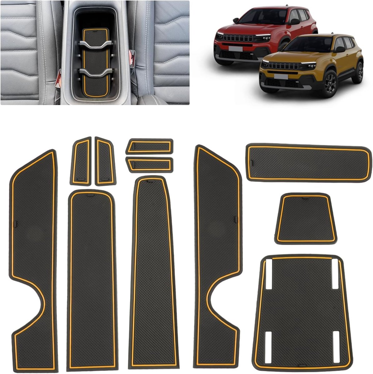 Compatible with Jeep Avenger SUV 2023 2024 2025 Anti-Slip Mats for Jeep Avenger EV Hybrid 4x4, Rubber Mats for Center - ShopVlot