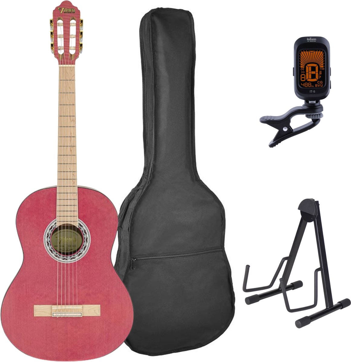 Valencia VC354HPK Hybrid Neck Klassieke Gitaar 4/4 Roze Satin