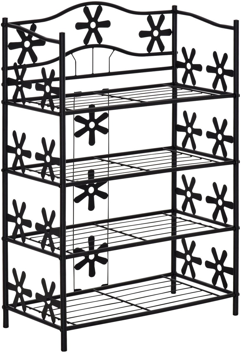 COVREO Schoenenrek 59,5x30x92 cm zwart, metalen staand rek 4 etages