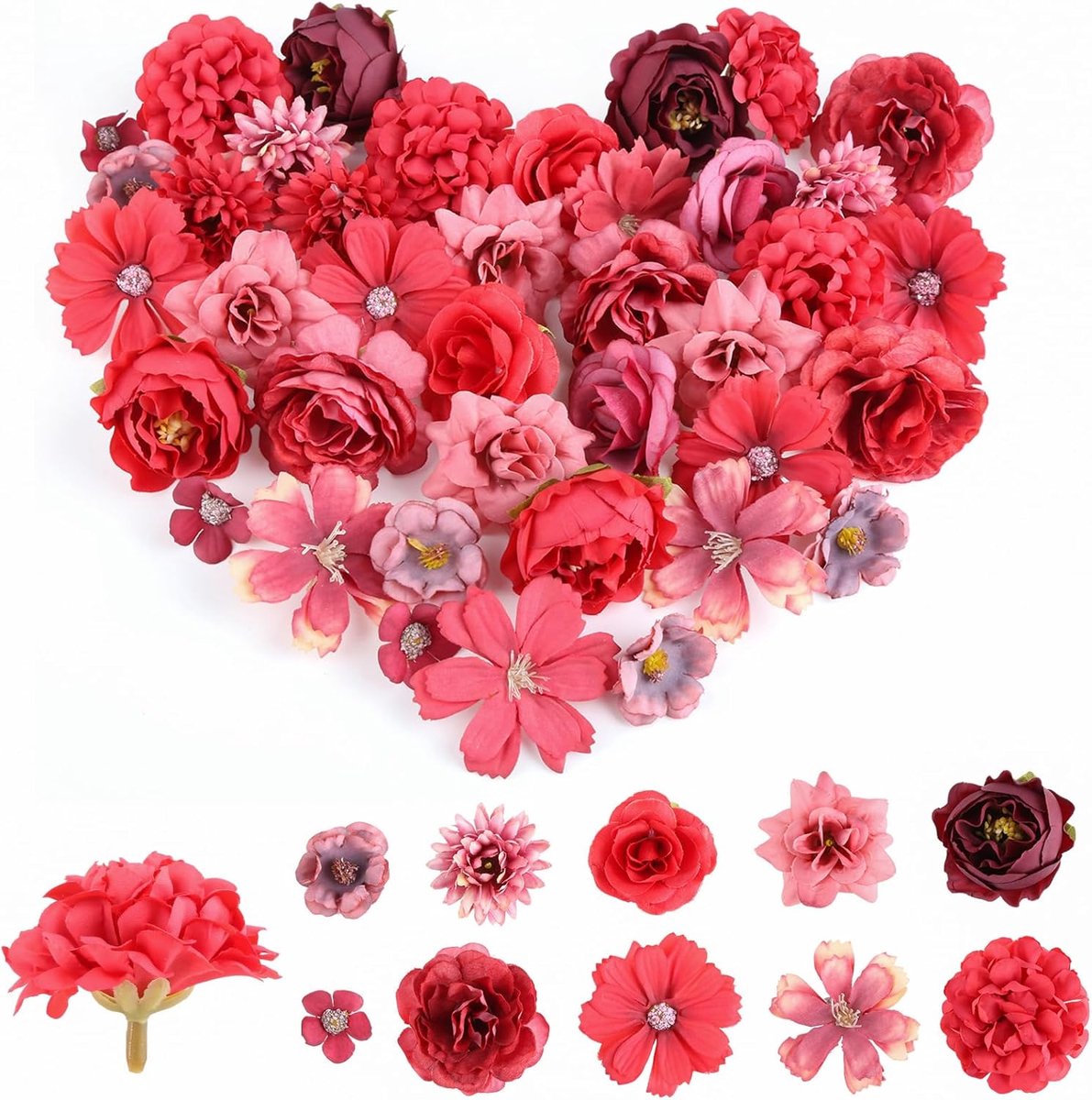 SnelShoppen - Pack van 40 Kunstbloemen voor Creatieve Klussen - 10 Stijlen Nepbloemen Decoratie - Kleine Zijde Bloemen voor Bruiloft Thuis DIY Creatie