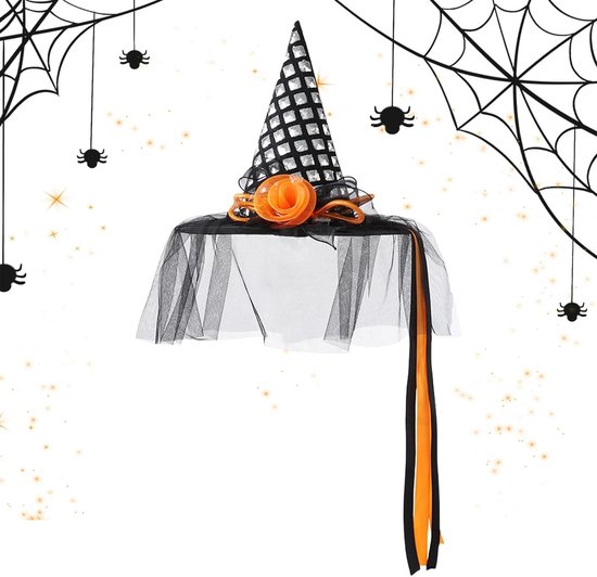 Heksenhoed - Verkleedhoed Feestmuts - Halloween Aankleden - Klassieke Hoofddeksels - 40 x 40 cm - Zilver Blauw