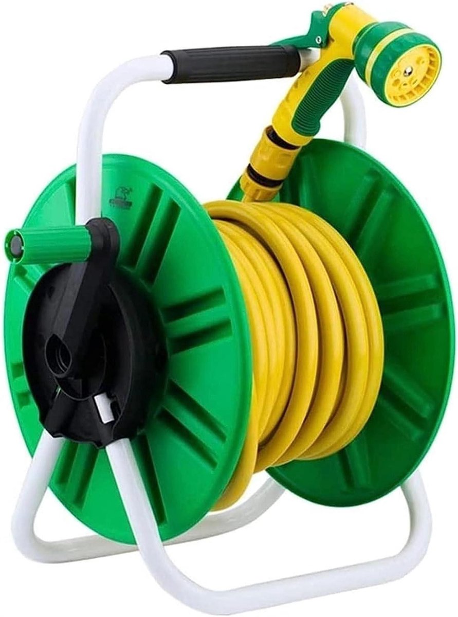 Tuinslang Haspel - Slanghouder Kar - Tuin Water Geven - Automatische oproller - 15 meter - Groen