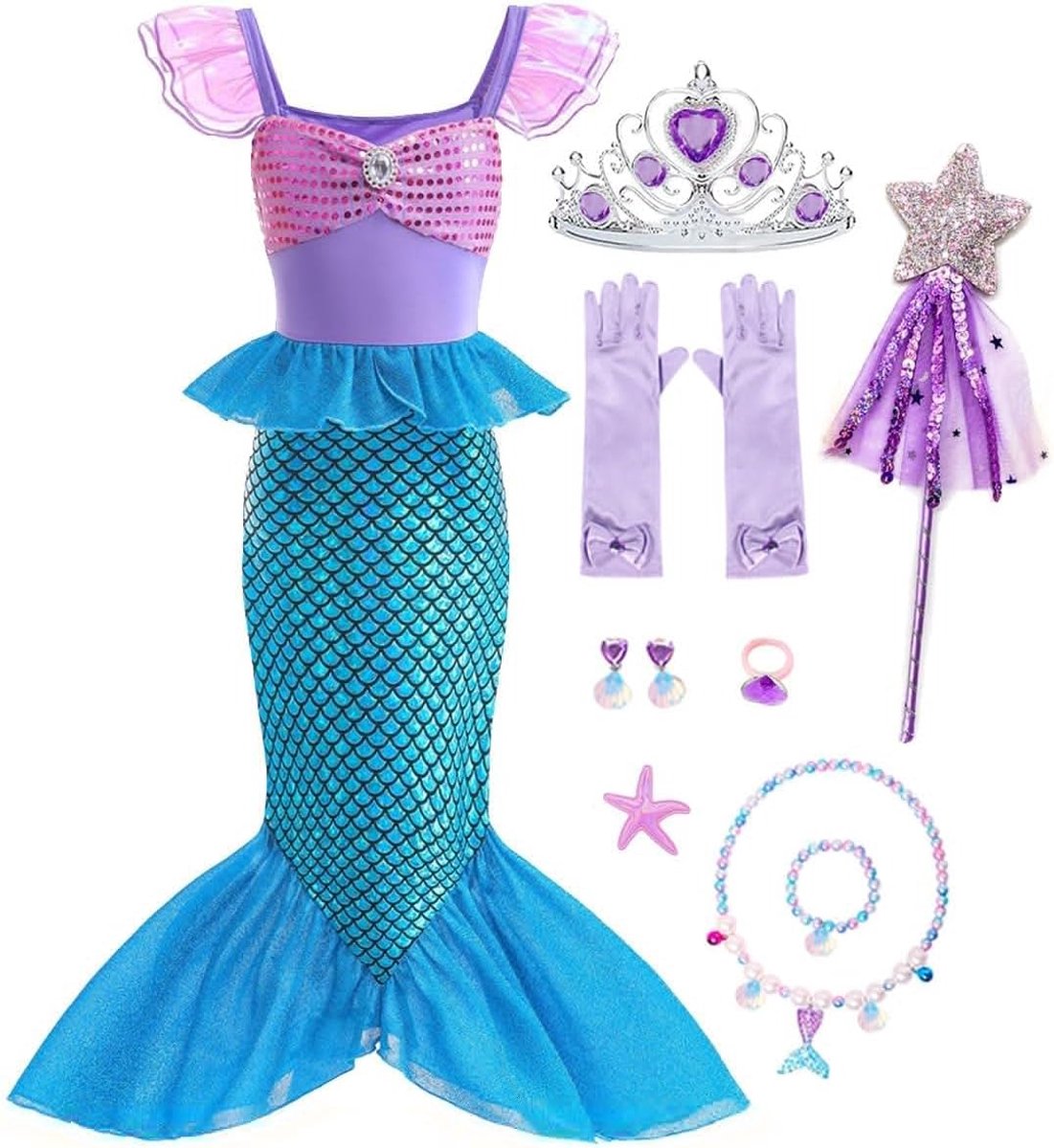 Kostuum Meisje Ariel Jurk Kinderen Prinses Ariel Carnaval Halloween Verjaardagsfeestje