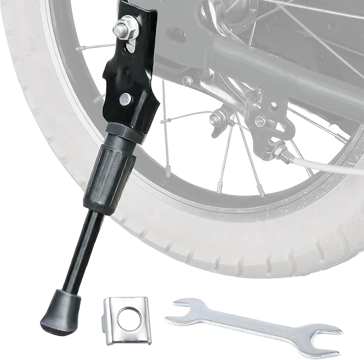Fietsstandaard voor kinderen, 16 inch, eenzijdige standaard, in hoogte verstelbaar, fietsstandaard voor kinderen, met antislip rubberen voet, voor kinderfietsen, mountainbikes en