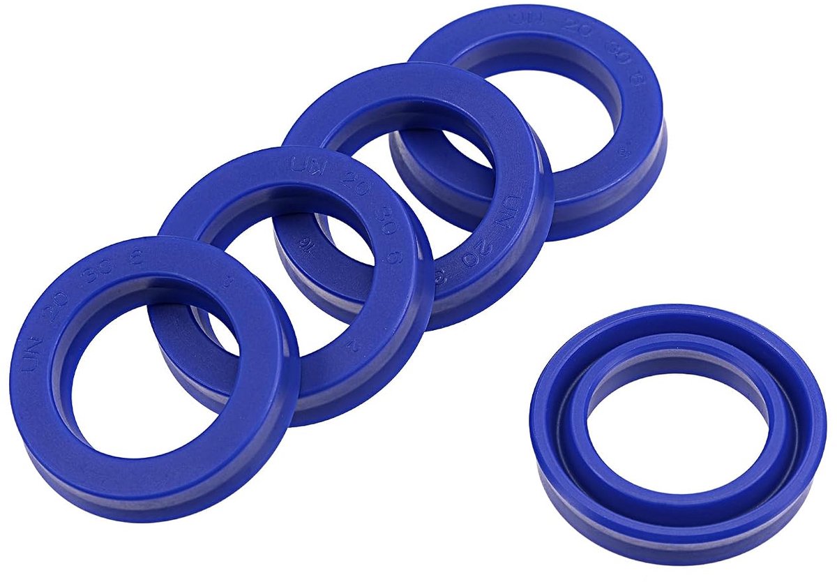 5 stuks UN radiale asafdichtringen, industriële PU-olieafdichtingen voor hydraulische cilinders (blauw, 20 mm ID x 30 mm OD 6 mm breed)