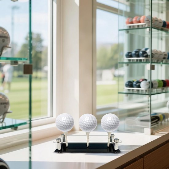 Golfbal Stand - Displayhouder Souvenirhouder - Golfballen Tonen - Chique Golfthema Ontwerp - 15x6x4cm - Zwart — afbeelding 3