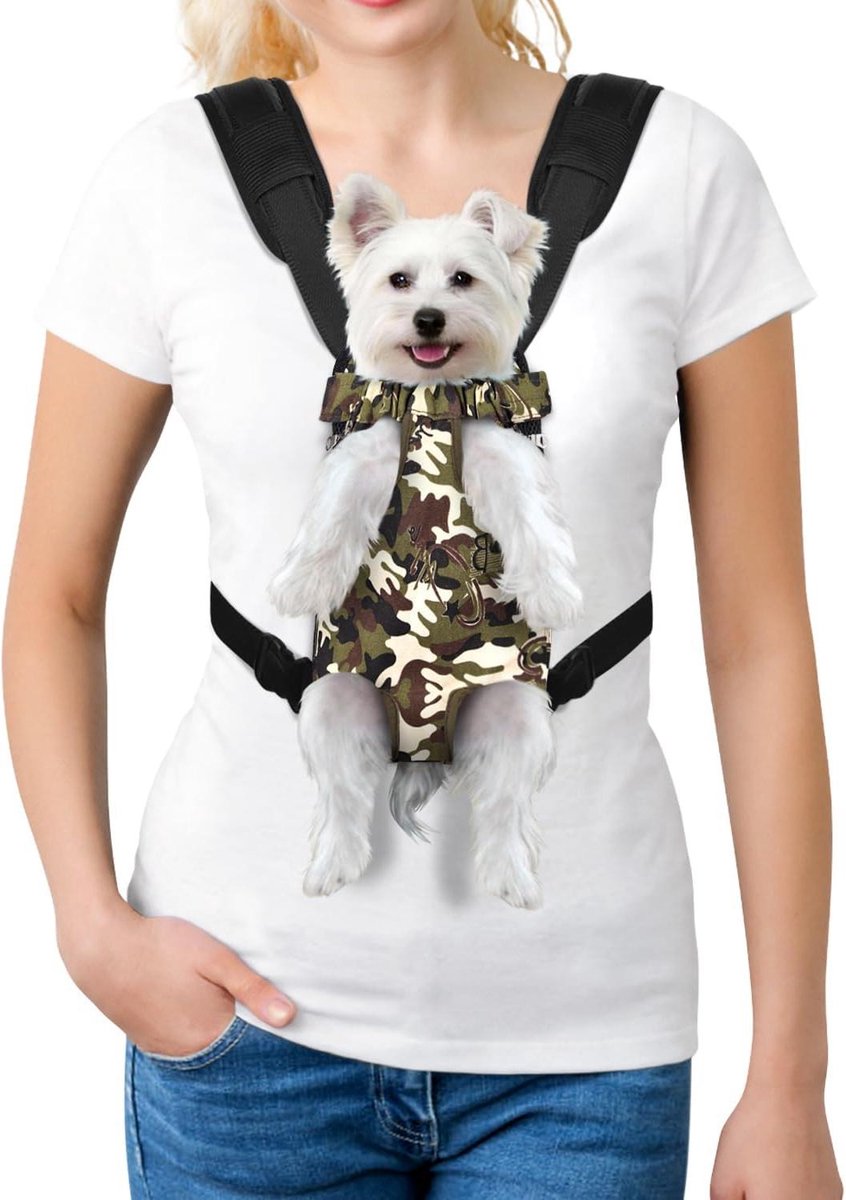 Honden Voordrager - Hondenrugzak Reizen - Buitenactiviteiten - Poten Uit Ontwerp - Voor Huisdieren < 5.4 kg - Camouflage Groen