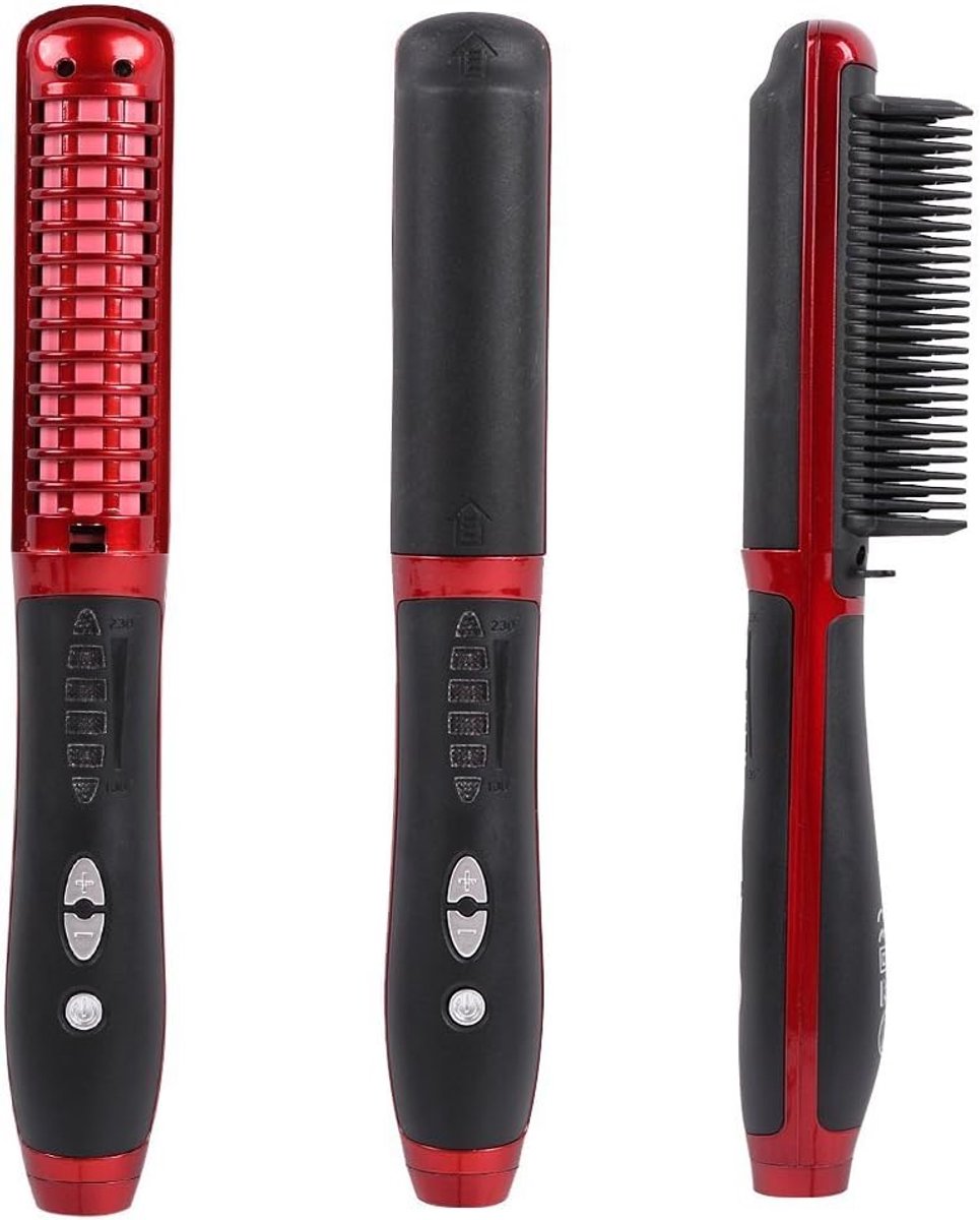Haarstylingsborstel - Rood - Ionen keramische plaat - Veilig en glad haar stylen - ShopVlot