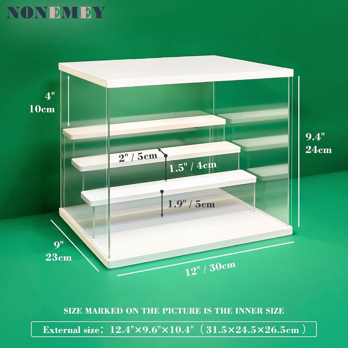 Transparante Acryl Vitrinestandaard met Led Licht, 2/3/4/5/6 Lagen Opslag Vitrine Vitrine Stofdichte Organisator Acryl Doos voor verzamelobjecten Beeldjes (Wit, 4Tier-31.5*24.5*26.5 cm)